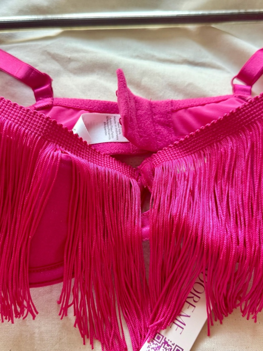 AdoreMe 32DD Hot Pink Fringe Open Cup Bra New With Tags!
